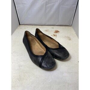 Vionic Caroll Ballet Flats Black Leather Slip On Round Toe Orthotic Comfort 9.5W